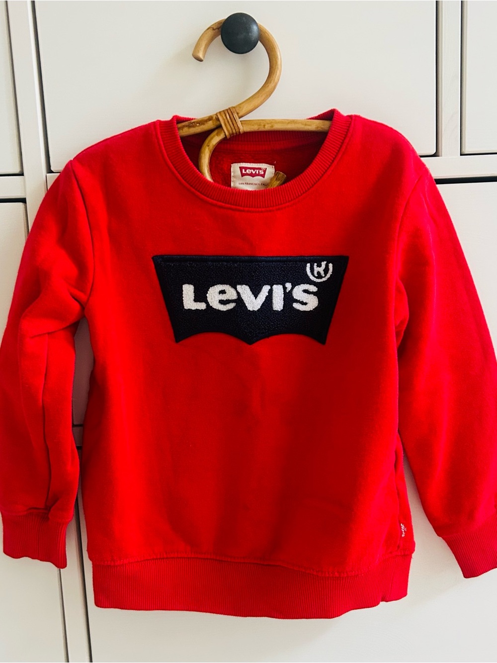 Levi's Red Sweatshirt with Black and White Logo Patch